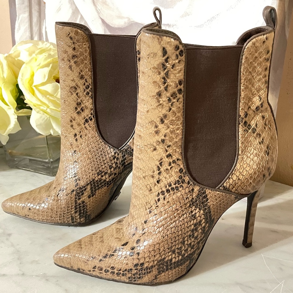 Schutz Snakeprint Stiletto Boots